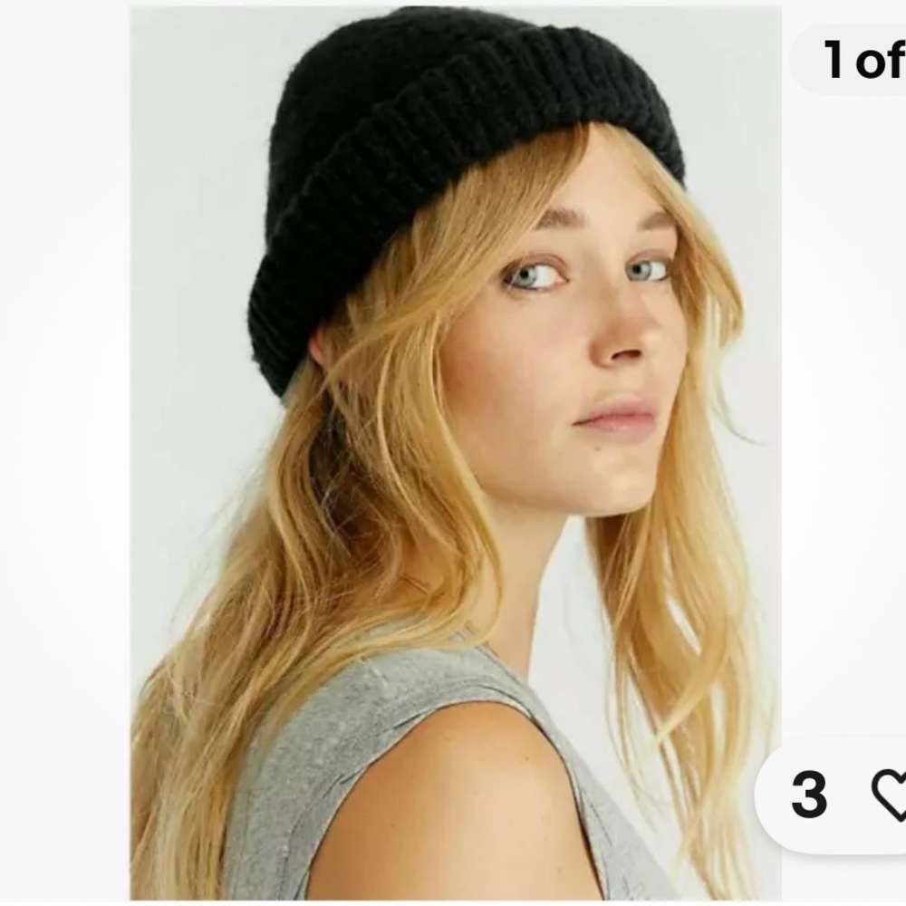 FREE PEOPLE Dreamland Knit Beanie Charcoal Black​ - Picture 2 of 5